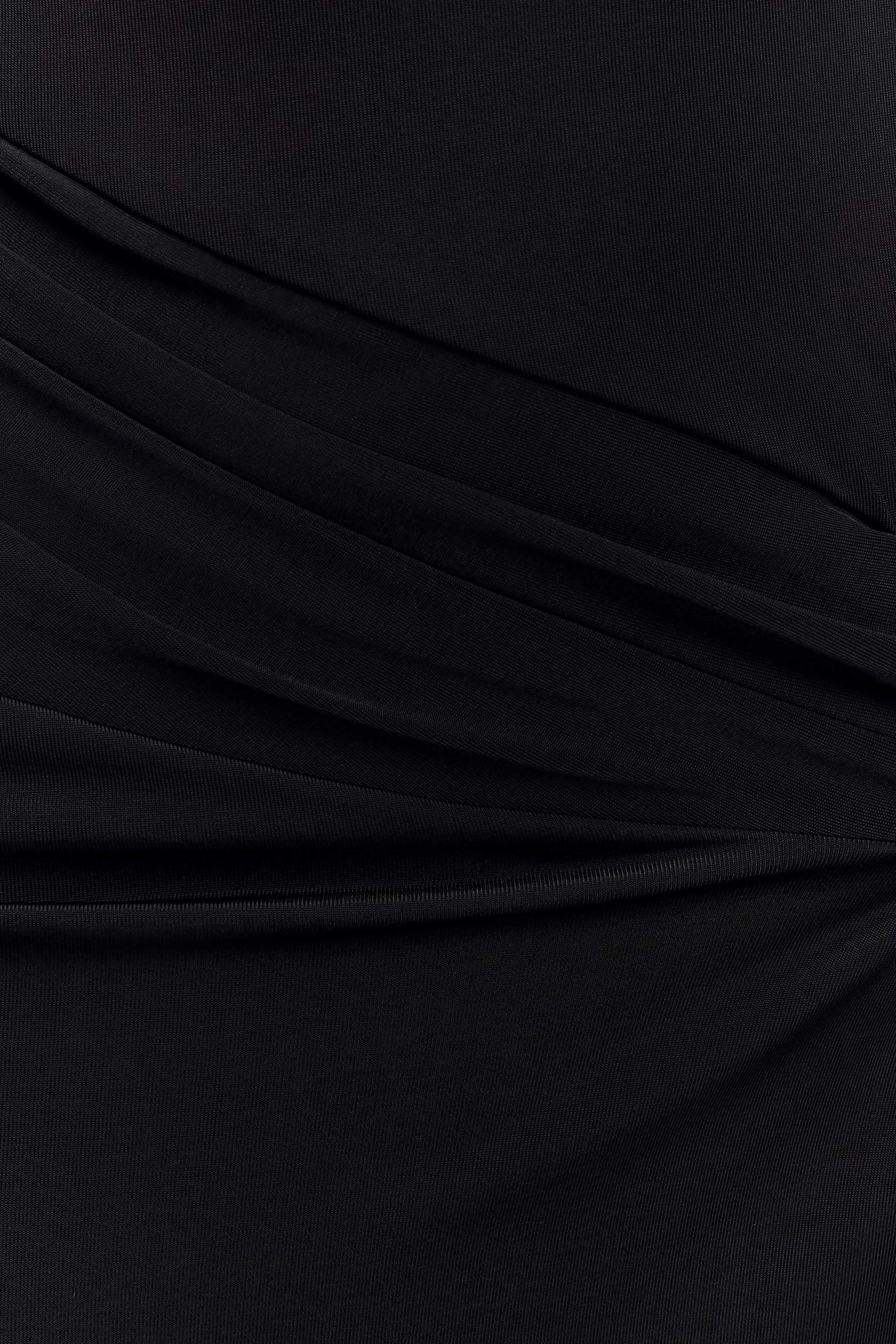 Deanna Lange Mouw Geplooide Maxi Jurk Zwart