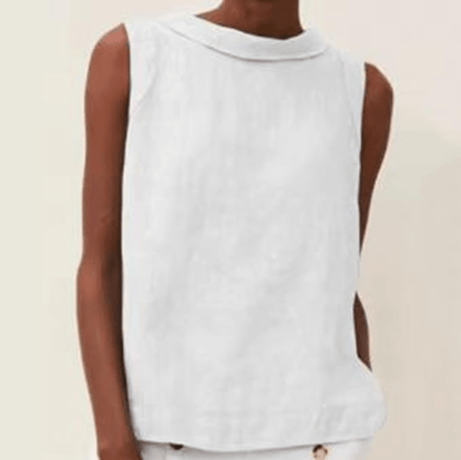 Linen Short-sleeved Blouse With A Round Neck